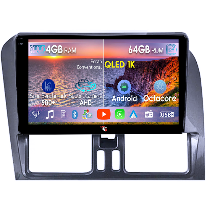 Navigatie dedicata Volvo XC60 2014-2018, 4GB RAM 64GB ROM, Quad Core, Display 9" QLED  Carplay, Android 14, Bluetooth, Magazin Play, Suport Camere AHD [6]