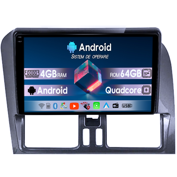 Navigatie dedicata Volvo XC60 2014-2018, 4GB RAM 64GB ROM, Quad Core, Display 9" QLED 1K, Carplay, Android 14, Bluetooth, Magazin Play, Suport Camere AHD [1]