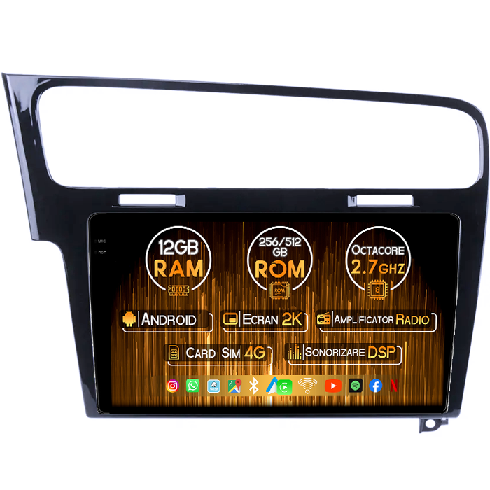 Navigatie dedicata VW Golf 7 2013-2017, 12GB RAM 256GB ROM, Android 14, Rezolutie 2K, Display QLED, 10", DSP, Carplay, Android Auto, Internet, Youtube, Waze, Wi Fi, USB [1]