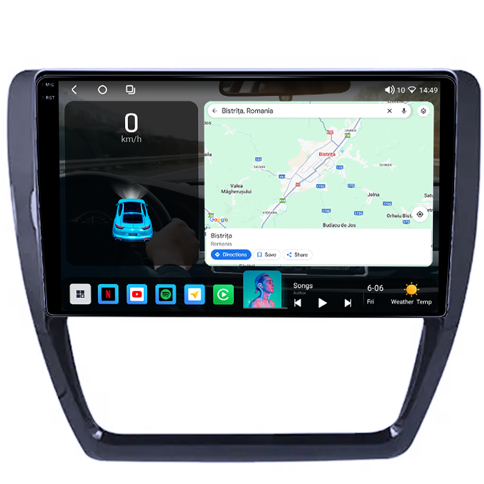 Navigatie dedicata VW Jetta 2012-2016, 4GB RAM 64GB ROM, Procesor Qualcomm Octacore, Android 14, Rezolutie 2K, Display QLED 10", DSP, Carplay&Android Auto, SIM 4G [2]