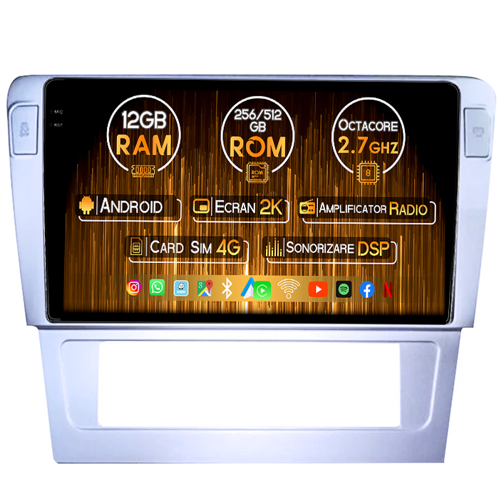 Navigatie dedicata VW Passat B7, 12GB RAM 256GB ROM, Android 14, Rezolutie 2K, Display QLED, 9", DSP, Carplay, Android Auto, Internet, Youtube, Waze, Wi Fi, USB [1]