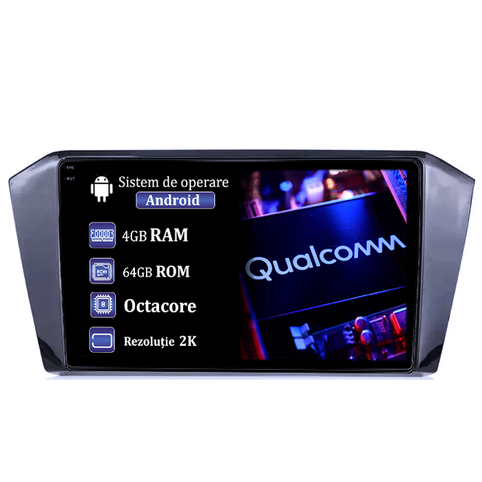 Navigatie dedicata VW Passat B8 2015-2018, 4GB RAM 64GB ROM, Octacore Qualcomm, Display 10" QLED 2K, Carplay, Android 14, Bluetooth, Magazin Play, Suport Camere AHD [1]