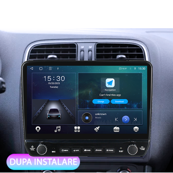 Navigatie dedicata VW Polo Golf Passat Tesla Style model 2024, Android, Carplay&Android Auto, 10 inch , 8+128GB, Internet, Aplicatii, Waze, GPS [6]
