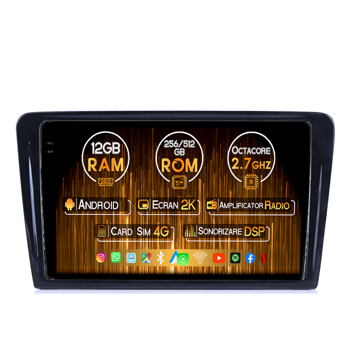 Navigatie dedicata VW Santana 2013-2017, 12GB RAM 256GB ROM, Android 14, Rezolutie 2K, Display QLED, 9", DSP, Carplay, Android Auto, Internet, Youtube, Waze, Wi Fi, USB [1]