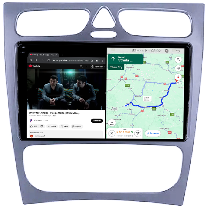Navigatie dedicata Mercedes C-Class W203 2000-2003 4 Usi, 4GB RAM 64GB ROM, Octacore, Android 14, Display QLED  9", DSP, Carplay, Android Auto, Internet, Youtube, Waze, WIFI, Bluetooth - Cop [4]