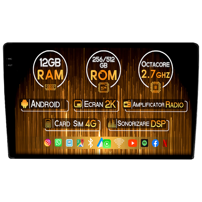 Navigatie dedicata VW Touareg 2003-2010, 12GB RAM 256GB ROM, Android 14, Rezolutie 2K, Display QLED, 9", DSP, Carplay, Android Auto, Internet, Youtube, Waze, Wi Fi, USB [1]