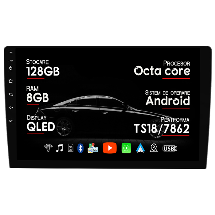 Navigatie dedicata VW Touareg 2003-2010, 8GB RAM 128GB ROM, Octacore, Platforma TS18, Android 14, Display QLED 9”, Suporta camera 360º, DSP, Carplay&Android Auto, SIM 4G, Ventilator Activ [1]