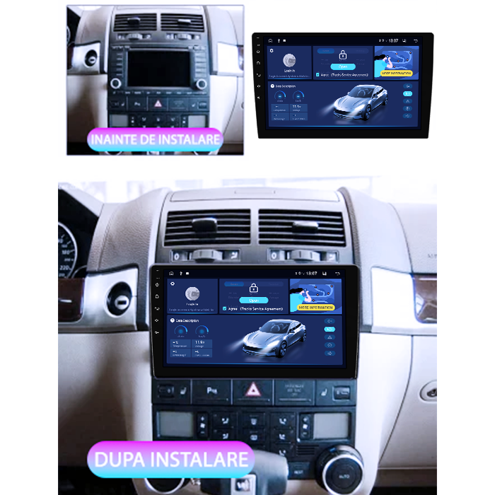 Navigatie dedicata VW Touareg 2003-2010, 8GB RAM 128GB ROM, Octacore, Platforma TS18, Android 14, Display QLED 9”, Suporta camera 360º, DSP, Carplay&Android Auto, SIM 4G, Ventilator Activ [2]
