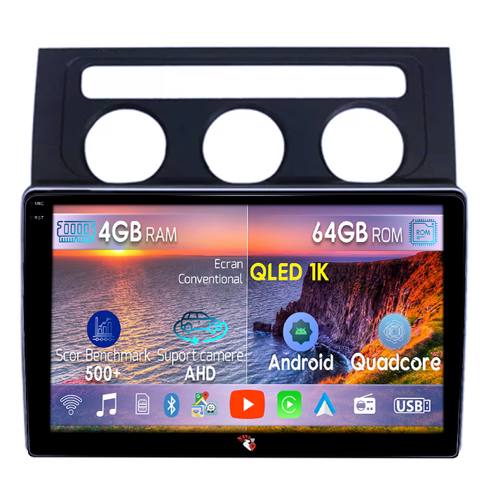 Navigatie dedicata VW Touran 2003-2015, 4GB RAM 64GB ROM, Octacore, Android 14, Display QLED 1K 9", DSP, Carplay&Android Auto, SIM 4G, Ventilator Activ [1]