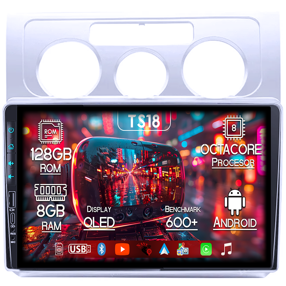 Navigatie dedicata VW Touran 2003-2015, USB&Butoane fizice frontale, Platforma TS18, 10 Inch, 8GB RAM 128GB ROM, Octacore, Android 14, Android Auto&Carplay [1]