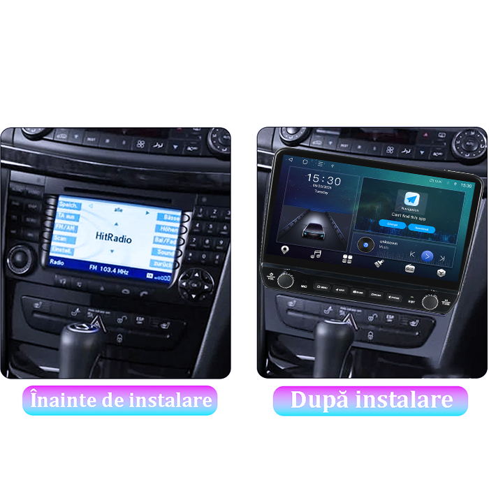 Navigatie dedicata Mercedes w211 Tesla cu butoane rotative model 2024, 4GB RAM 64GB ROM, Procesor Quadcore, Android 14, Display QLED 10", DSP, Carplay&Android Auto [3]