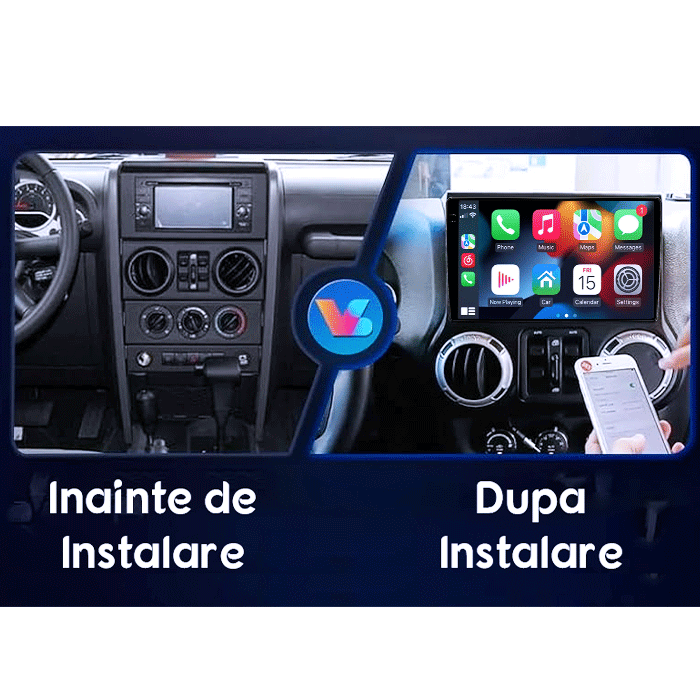 Navigatie dedicata Wrangler 2014-2016, 12GB RAM 256GB ROM, Android 13, Rezolutie 2K, Display QLED 9", DSP, Carplay&Android Auto, SIM 4G, Ventilator Activ, Suport Camere 360 [2]
