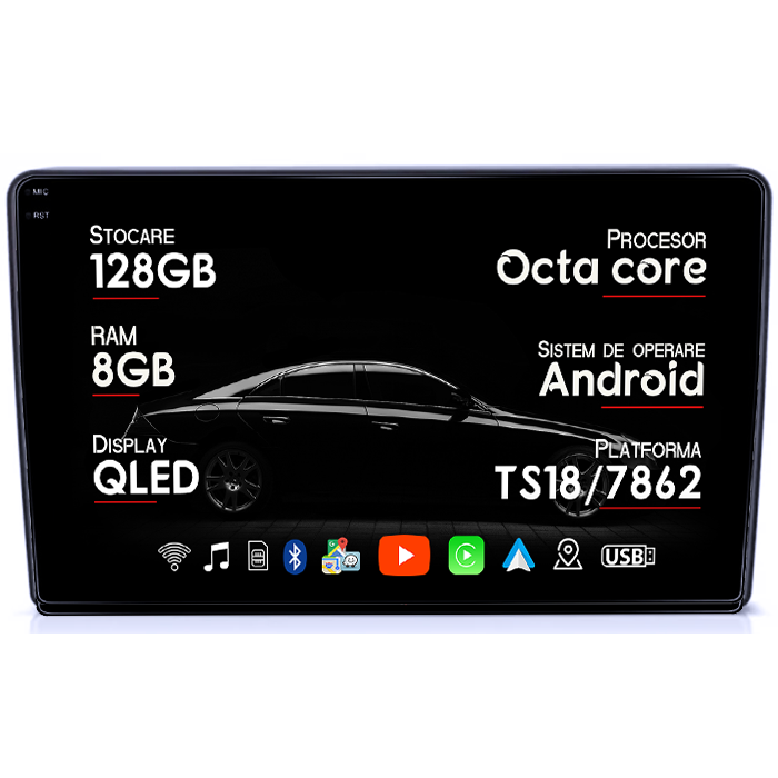 Navigatie dedicata Zafira B, Vectra C, Astra H, Meriva, Corsa D, Antara, 8GB RAM 128GB ROM, Octacore, Platforma TS18, Android 14, Display QLED 9", Suporta camera 360", DSP, Carplay&Android Auto, SI [1]