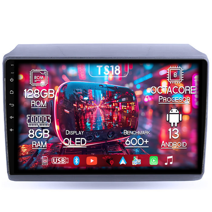 Navigatie dedicata Ducato 2020 High, 8GB RAM 128GB ROM, Octacore, Platforma TS18, Android 13, Display QLED 9”, Suporta camera 360º, DSP, Carplay&Android Auto, SIM 4G, Ventilator Activ [1]