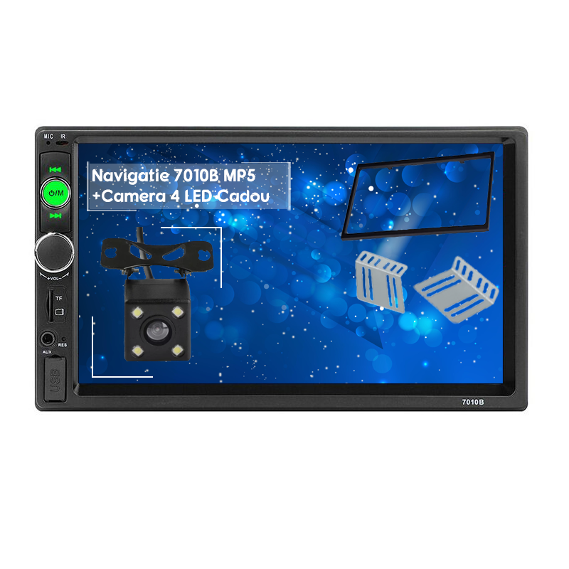 Navigatie MirrorLink mp5 player auto 7010B compatibil cu Kia Sportage, Rama 2Din, Suporti prindere, camera marsarier 4 led night-vision, Bluetooth, Divix , AVI , USB , SD Card , AUX [1]