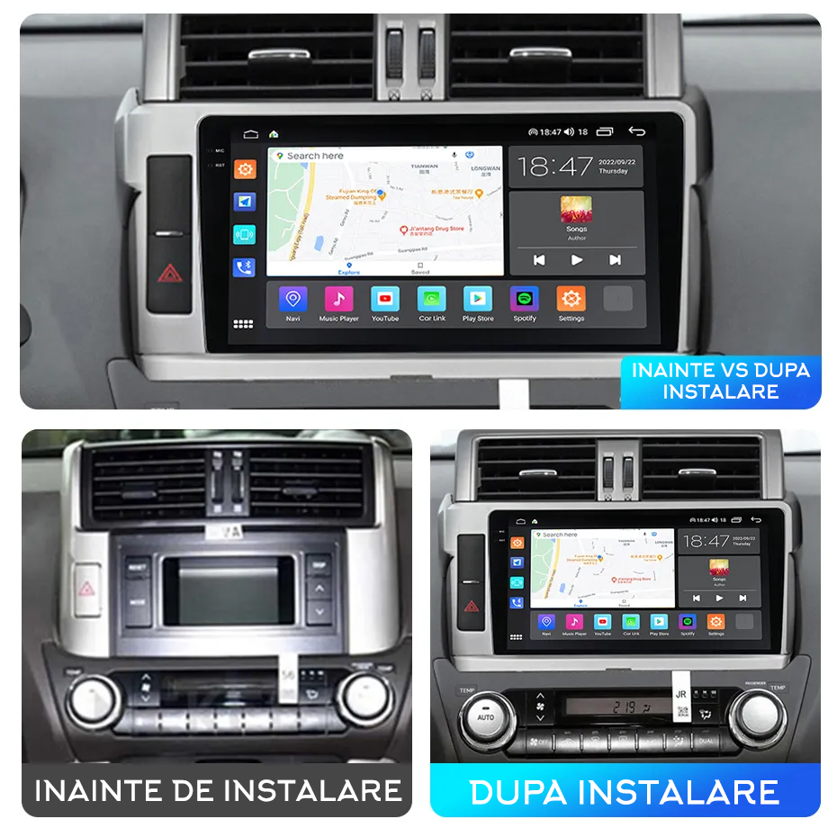 Navigatie dedicata Toyota Land Prado 2013-2017, 12GB RAM 256GB ROM, Android 13, Rezolutie 2K, Display QLED, 10", DSP, Carplay, Android Auto, Internet, Youtube, Waze, Wi Fi, USB [5]