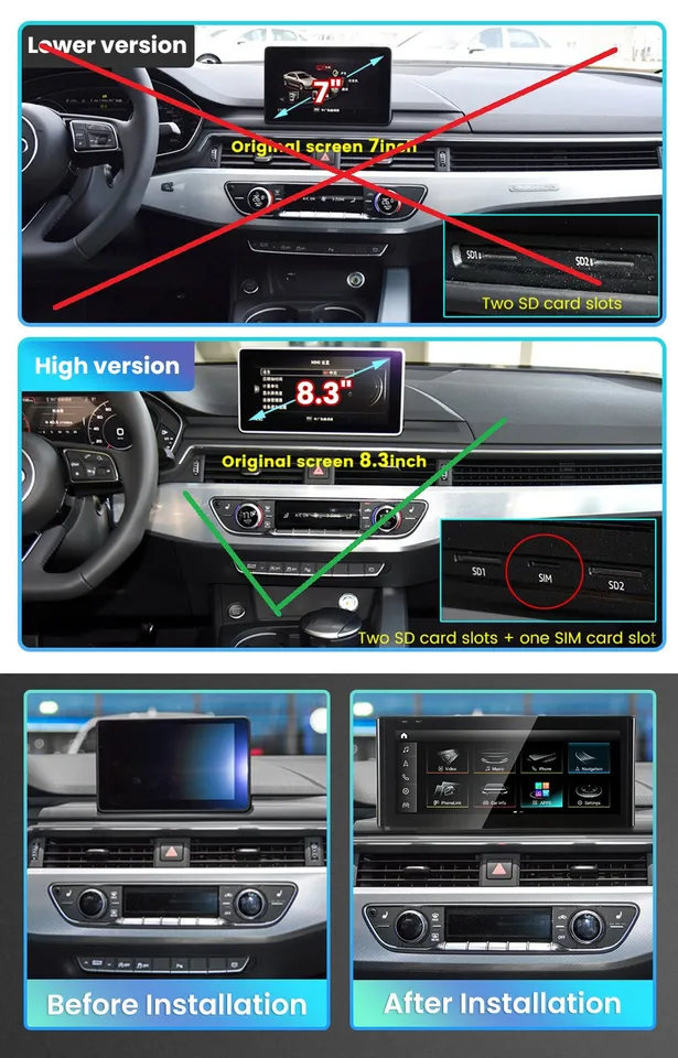 Navigatie dedicata Audi A4, Android 13, Wireless Carplay si Android auto 6GB RAM 128GB ROM, Display IPS, 10.25 inch, Microfon Extern [5]