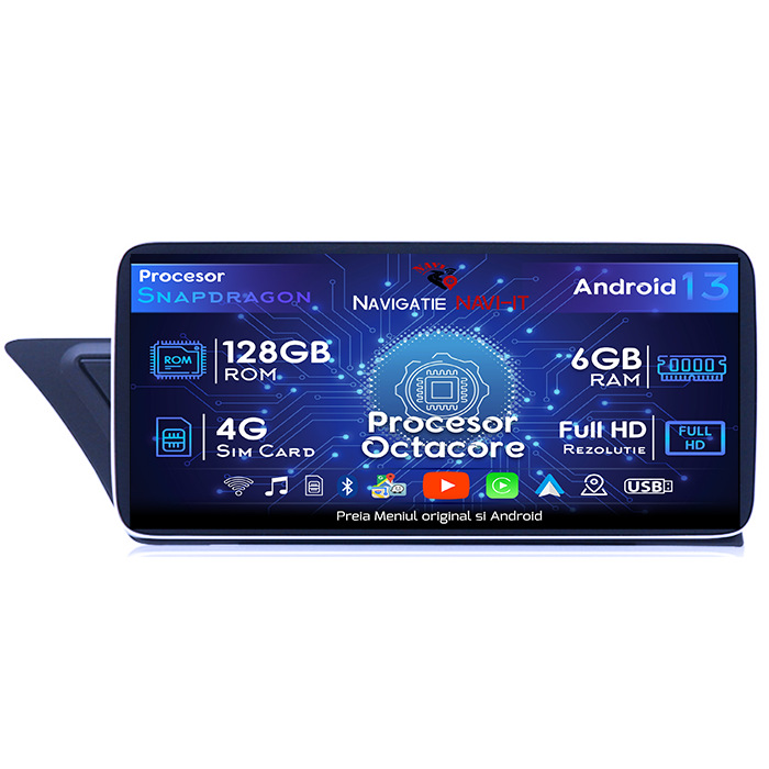 Navigatie dedicata Audi Q5 2008-2015 NON-MMI, 6GB RAM 128GB ROM, Octacore, Android 13, Display QLED 10.25", DSP, Carplay, Android Auto, SIM 4G [1]