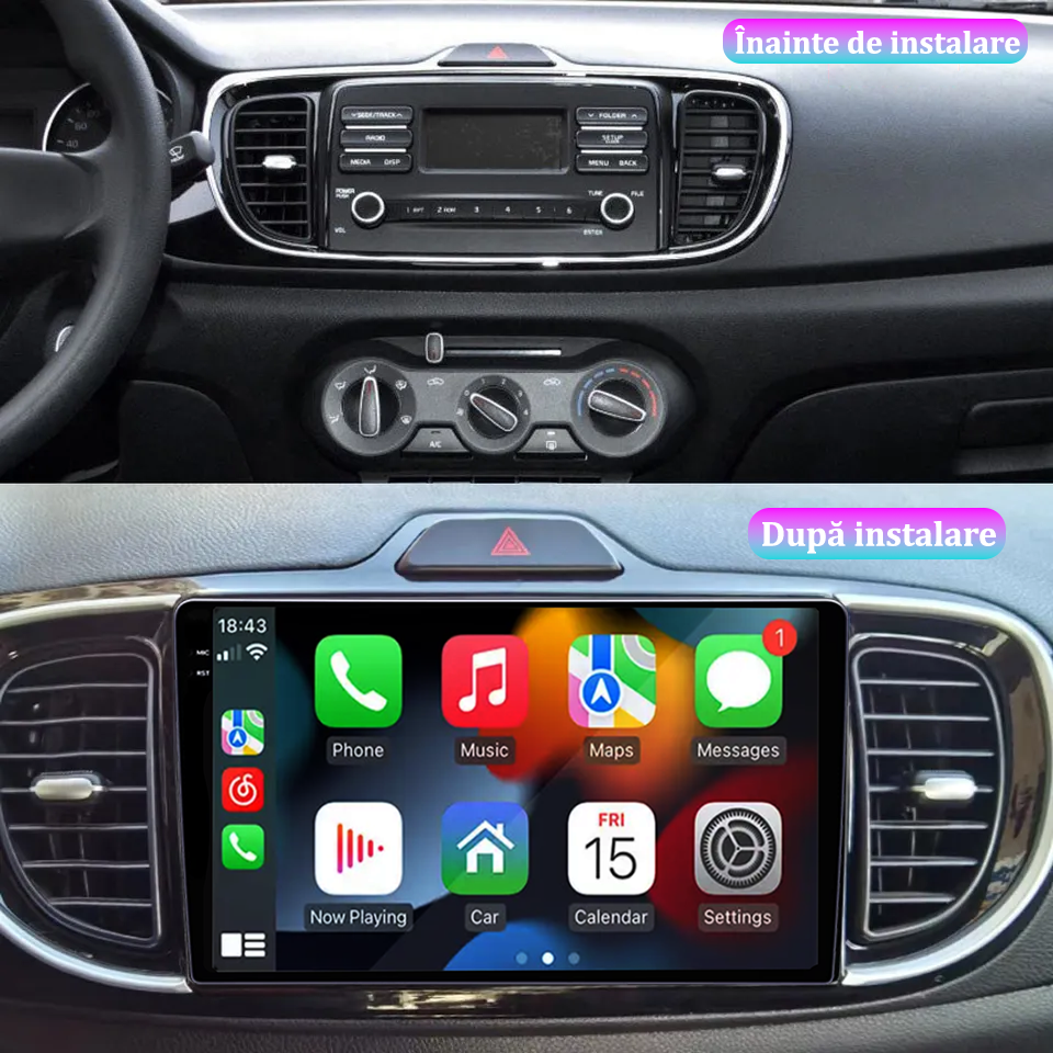 Navigatie dedicata Kia Pegas 2018-2020, 12GB RAM 256GB ROM, Android 13, Rezolutie 2K, Display QLED, 9", DSP, Carplay, Android Auto, Internet, Youtube, Waze, Wi Fi, USB [5]