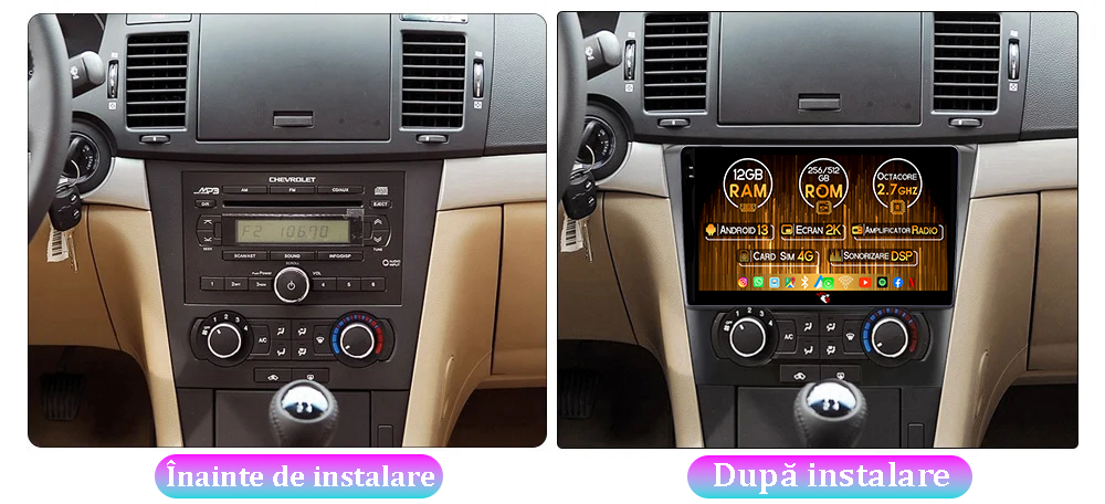 Navigatie dedicata Chevrolet Epica 2006-2012, 12GB RAM 256GB ROM, Android 13, Rezolutie 2K, Display QLED, 9", DSP, Carplay, Android Auto, Internet, Youtube, Waze, Wi Fi, USB [5]