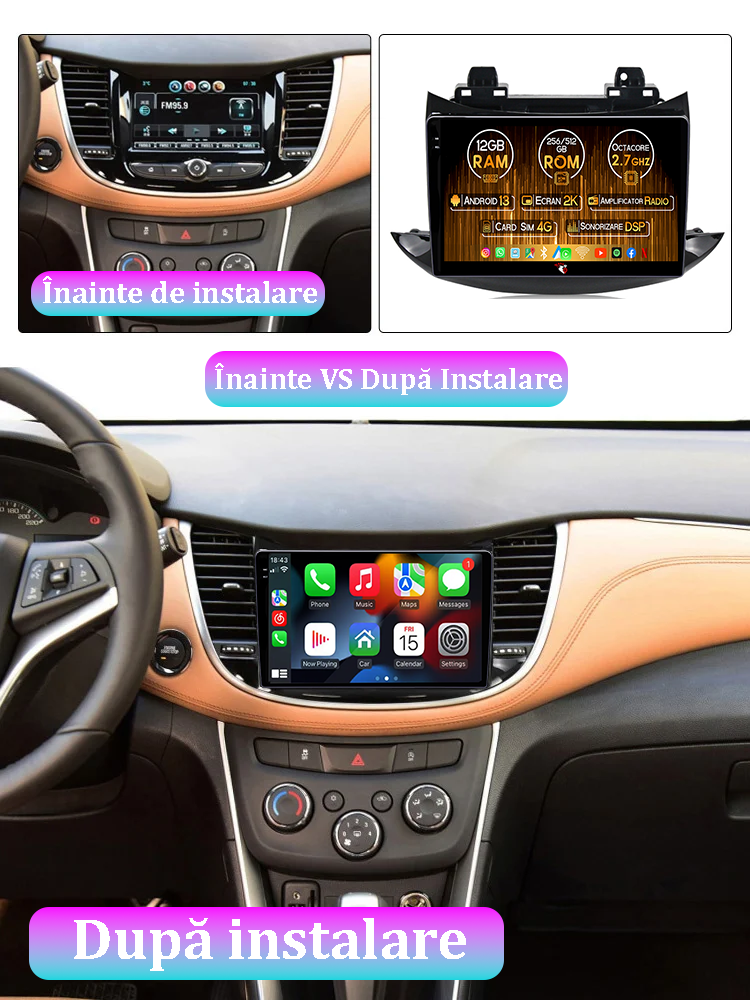 Navigatie dedicata Chevrolet Trax 2013-2020, 12GB RAM 256GB ROM, Android 13, Rezolutie 2K, Display QLED, 9", DSP, Carplay, Android Auto, Internet, Youtube, Waze, Wi Fi, USB [5]
