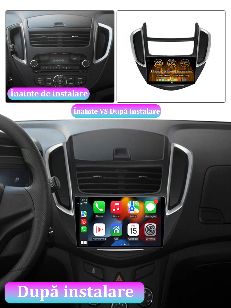 Navigatie dedicata Chevrolet Trax Tracker 2014-2016, 12GB RAM 256GB ROM, Android 13, Rezolutie 2K, Display QLED, 9", DSP, Carplay, Android Auto, Internet, Youtube, Waze, Wi Fi, US [5]