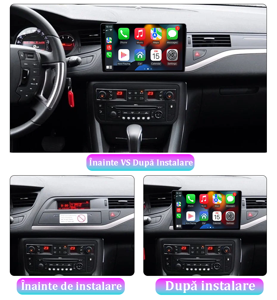 Navigatie dedicata Citroen C5 2009, 12GB RAM 256GB ROM, Android 13, Rezolutie 2K, Display QLED, 10", DSP, Carplay, Android Auto, Internet, Youtube, Waze, Wi Fi, USB [3]
