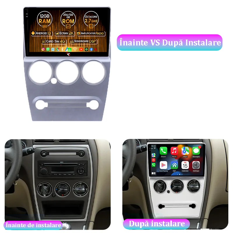 Navigatie dedicata Citroen Elysee 2008-2014, 12GB RAM 256GB ROM, Android 13, Rezolutie 2K, Display QLED, 9", DSP, Carplay, Android Auto, Internet, Youtube, Waze, Wi Fi, USB [5]