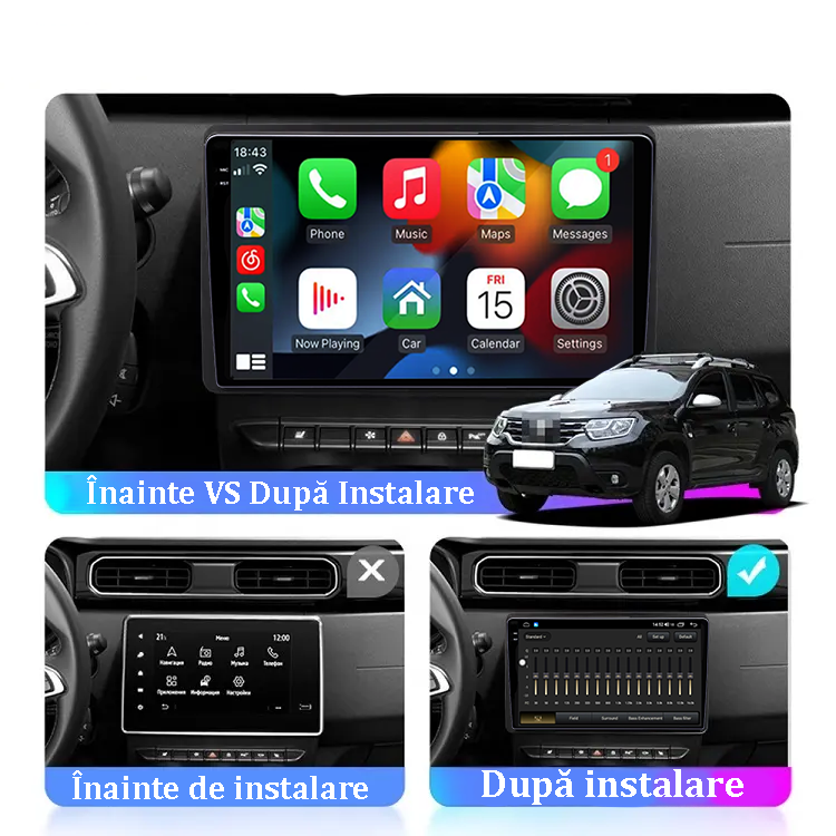 Navigatie dedicata Dacia Duster 2017-2021, 12GB RAM 256GB ROM, Android 13, Rezolutie 2K, Display QLED, 10", DSP, Carplay, Android Auto, Internet, Youtube, Waze, Wi Fi, USB [5]