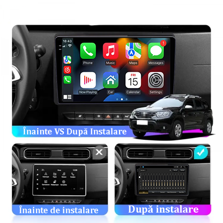 Navigatie dedicata Dacia Sandero&Jogger 2021, 12GB RAM 256/512GB ROM, Android 13, Rezolutie 2K, Display QLED 9", DSP, Carplay&Android Auto, SIM 4G, Ventilator Activ, Suport Camere 360 [3]