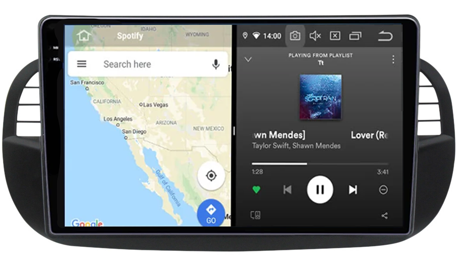Navigatie dedicata Fiat 500 2007-2015, 12GB RAM 256GB ROM, Android 13, Rezolutie 2K, Display QLED, 9", DSP, Carplay, Android Auto, Internet, Youtube, Waze, Wi Fi, USB [4]