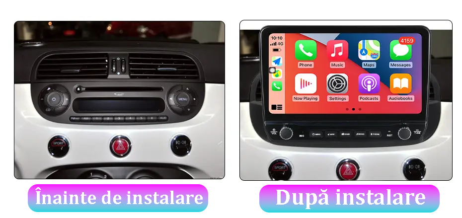 (Resigilata) Navigatie dedicata Fiat 500, 2GB RAM 32GB ROM, Android 13, Display 9" Full HD, Internet ,Aplicatii , Waze , Wi Fi , Usb , Bluetooth , Mirrorlink, Suport camere AHD [2]