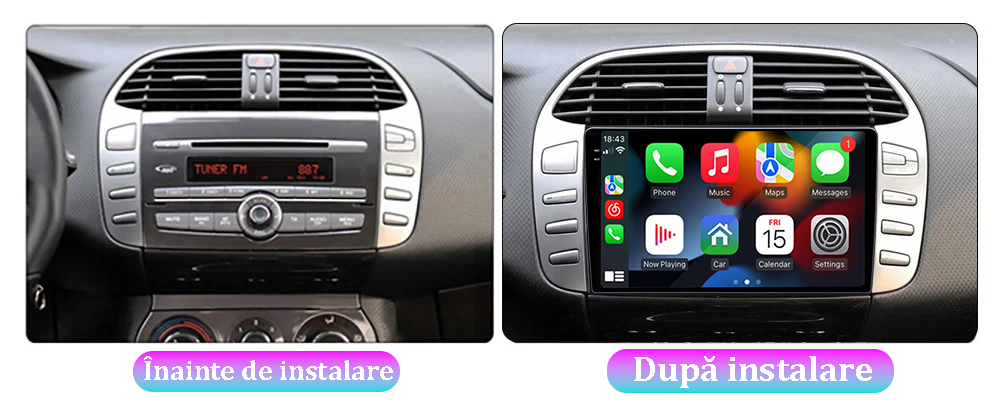 Navigatie dedicata Fiat Bravo 2007-2012, 12GB RAM 256GB ROM, Android 13, Rezolutie 2K, Display QLED, 9", DSP, Carplay, Android Auto, Internet, Youtube, Waze, Wi Fi, USB [5]