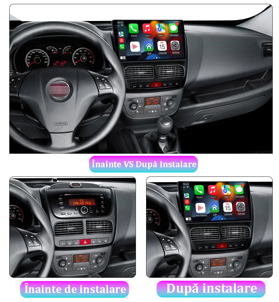 Navigatie dedicata Fiat Doblo 2015-2019, 12GB RAM 256GB ROM, Android 13, Rezolutie 2K, Display QLED, 9", DSP, Carplay, Android Auto, Internet, Youtube, Waze, Wi Fi, USB [6]
