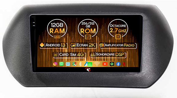 Navigatie dedicata Fiat Fiorino 2008/Citroen Nemo/Peugeot Bipper, 12GB RAM 256GB ROM, Android 13, Rezolutie 2K, Display QLED, 10", DSP, Carplay, Android Auto, Internet, Youtube, W [1]