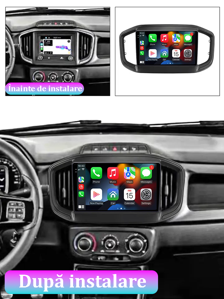 Navigatie dedicata Fiat Strada 2020-2021, 12GB RAM 256GB ROM, Android 13, Rezolutie 2K, Display QLED, 9", DSP, Carplay, Android Auto, Internet, Youtube, Waze, Wi Fi, USB [6]