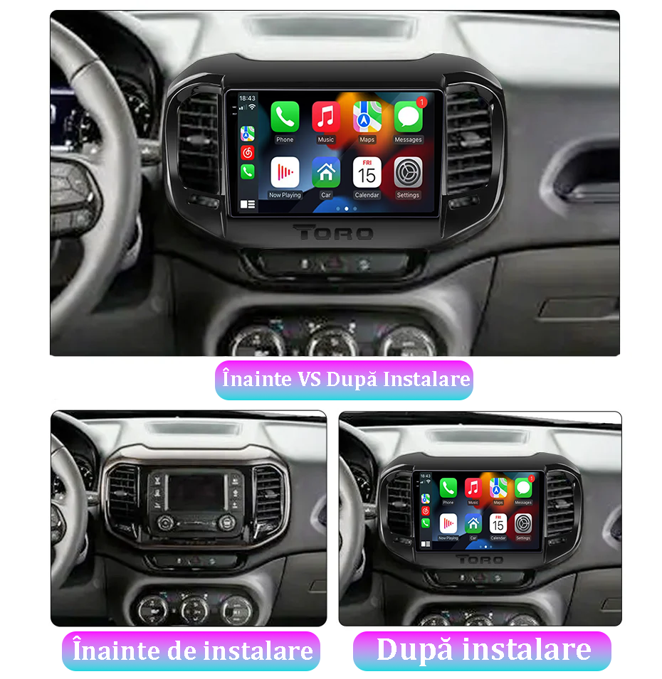 Navigatie dedicata FIAT Toro 2017-2020, 12GB RAM 256GB ROM, Android 13, Rezolutie 2K, Display QLED, 9", DSP, Carplay, Android Auto, Internet, Youtube, Waze, Wi Fi, USB [3]