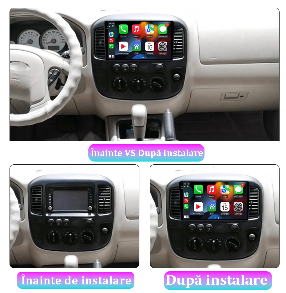 Navigatie dedicata Ford Escape 2000-2007, 12GB RAM 256GB ROM, Android 13, Rezolutie 2K, Display QLED, 9", DSP, Carplay, Android Auto, Internet, Youtube, Waze, Wi Fi, USB [5]