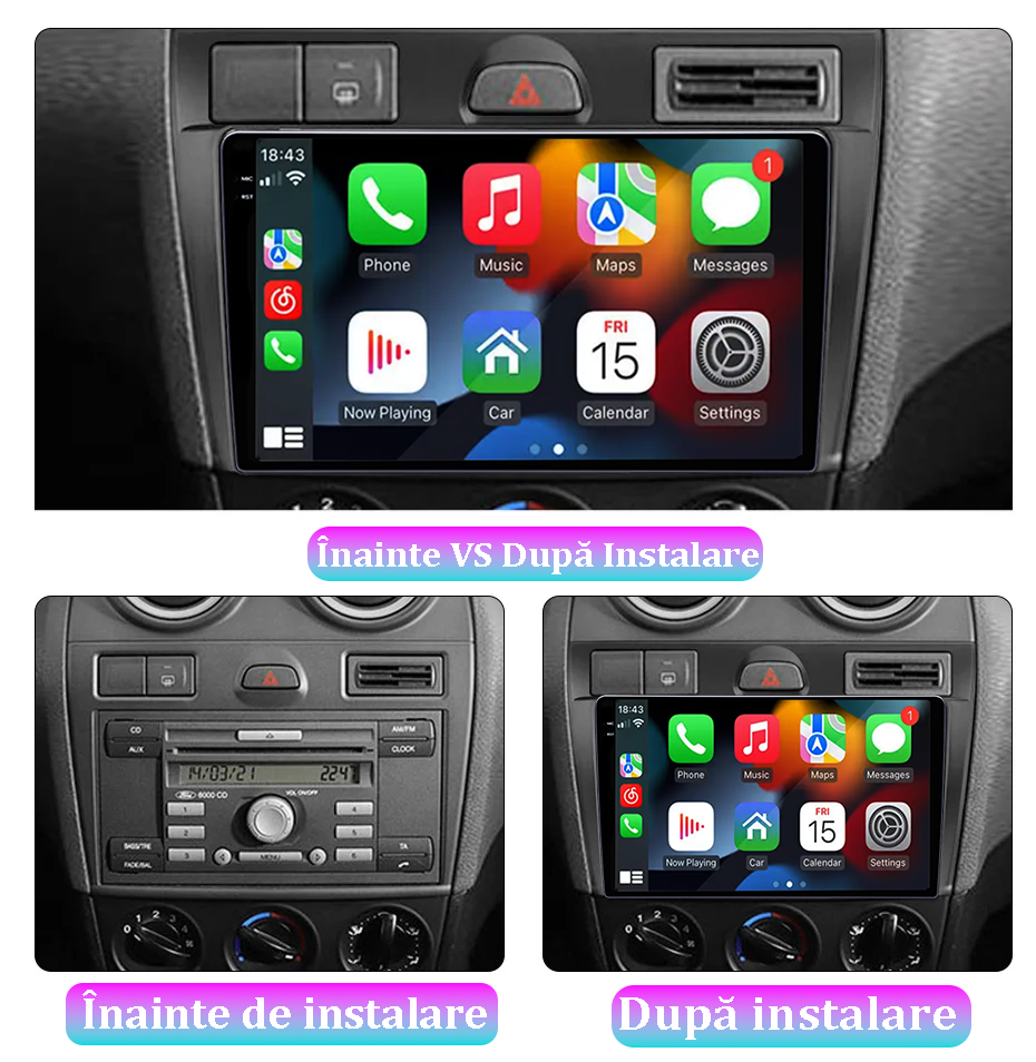 Navigatie dedicata Ford Fiesta Mk5 2002-2008, 12GB RAM 256GB ROM, Android 13, Rezolutie 2K, Display QLED, 9", DSP, Carplay, Android Auto, Internet, Youtube, Waze, Wi Fi, USB [5]