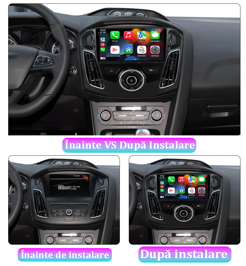 Navigatie dedicata Ford Focus 2012-2018, 12GB RAM 256GB ROM, Android 13, Rezolutie 2K, Display QLED, 9", DSP, Carplay, Android Auto, Internet, Youtube, Waze, Wi Fi, USB [5]