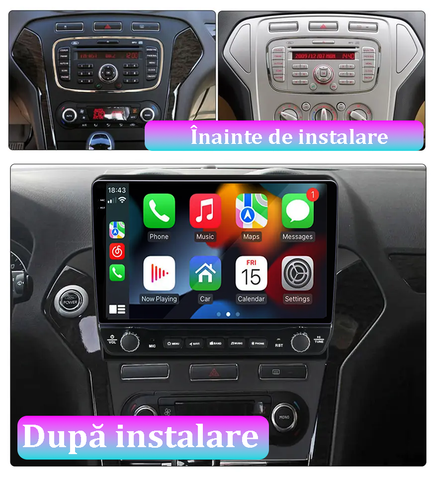 Navigatie dedicata Ford Mondeo 2010-2014, 12GB RAM 256GB ROM, Android 13, Rezolutie 2K, Display QLED, 10", DSP, Carplay, Android Auto, Internet, Youtube, Waze, Wi Fi, USB [6]