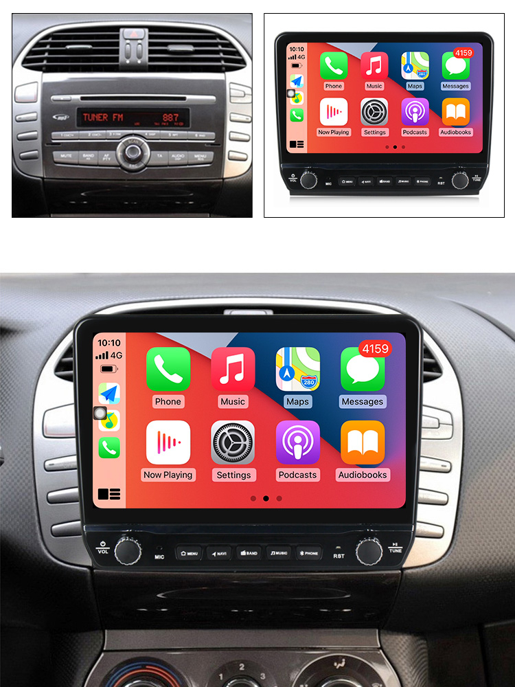 Navigatie dedicata Bravo 2007-2012 cu butoane rotative model 2024, 4 GB RAM 64 ROM, Quadcore, Android 13, Display QLED, 9", DSP, Carplay, Android Auto, Internet, Youtube , Waze , WI-FI [4]