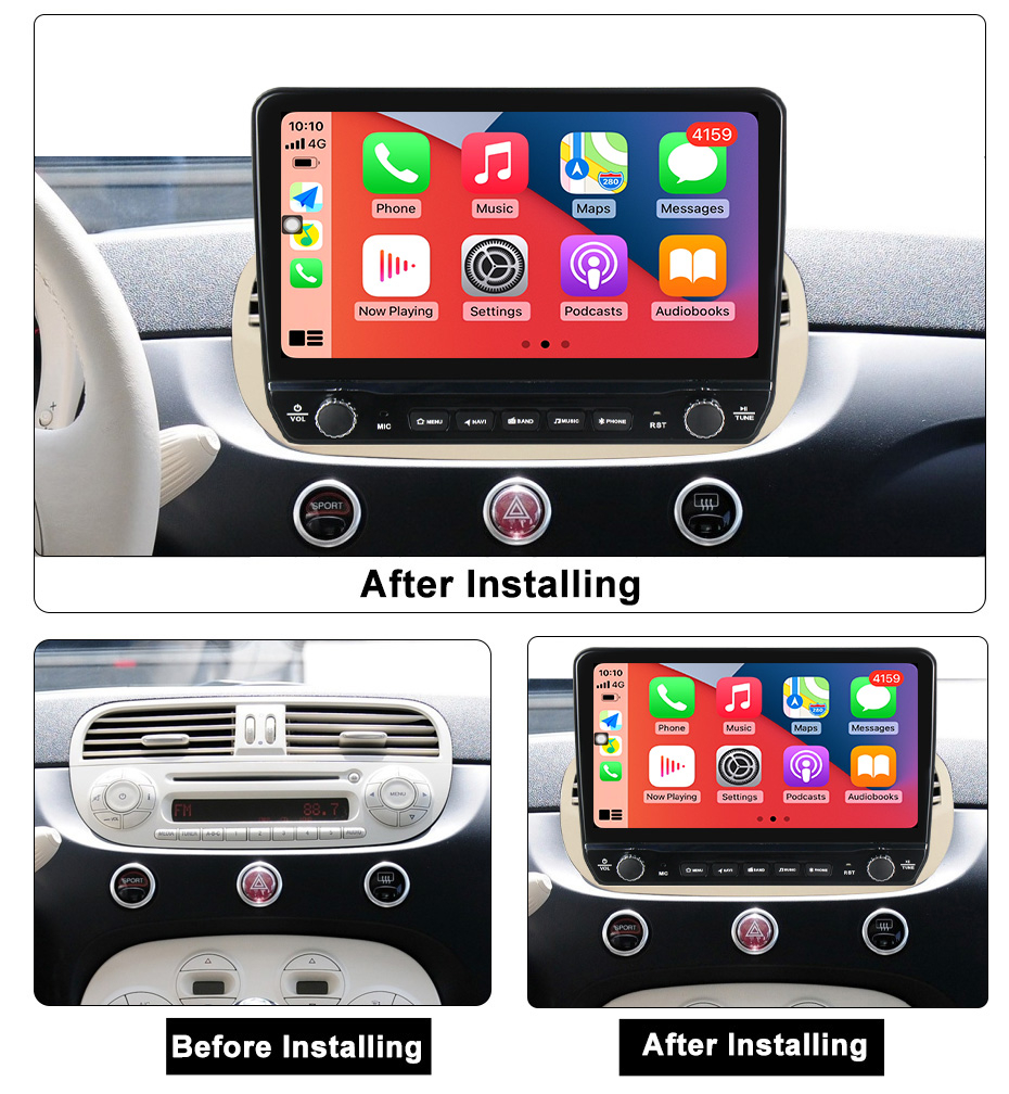 Navigatie dedicata Fiat 500 cu butoane rotative model 2024, 9 Inch, 2GB RAM 32GB ROM, Quadcore, Android 13, WiFi, Bluetooth, Magazin Play [7]