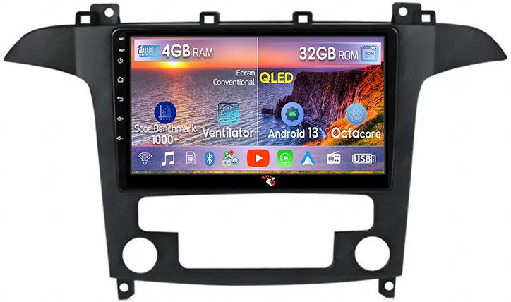 Navigatie dedicata Ford S-MAX 2006-2015, 4GB RAM 32GB ROM, Android 13, Display 9 " , Internet ,Aplicatii , Waze , Wi Fi , Usb , Bluetooth , Mirrorlink [1]