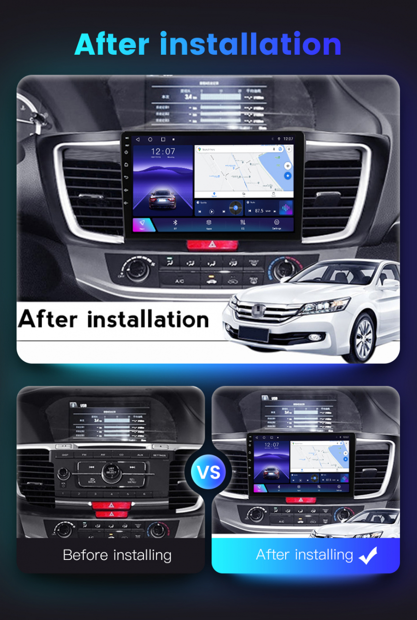 Navigatie dedicata Honda Accord 9th 2014-2017, 4GB RAM 64GB ROM, Octacore, Android 13, Display QLED 9", DSP, Carplay, Android Auto, Internet, Youtube, Waze, WIFI, Bluetooth [7]