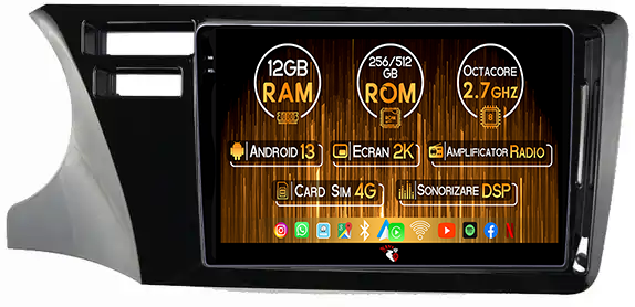 Navigatie dedicata Honda City 2014, 12GB RAM 256GB ROM, Android 13, Rezolutie 2K, Display QLED, 9", DSP, Carplay, Android Auto, Internet, Youtube, Waze, Wi Fi, USB [1]