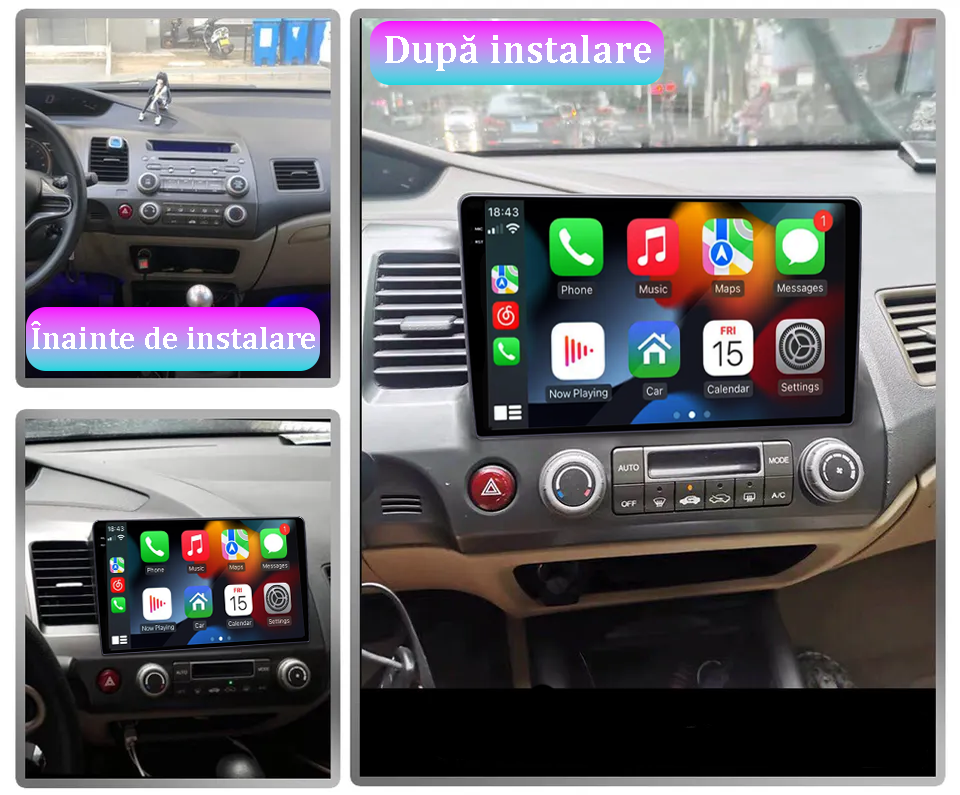 Navigatie dedicata Honda Civic 2005-2011, 12GB RAM 256GB ROM, Android 13, Rezolutie 2K, Display QLED, 9", DSP, Carplay, Android Auto, Internet, Youtube, Waze, Wi Fi, USB [5]