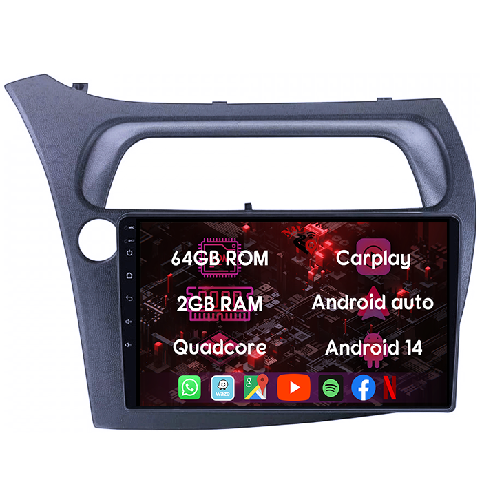 (Resigilata) Navigatie dedicata Honda Civic 2005-2011, 2GB RAM 32GB ROM, Quad Core, Display 9" IPS Full HD, Carplay, Android 13, Bluetooth, Magazin Play, Suport camere AHD [9]