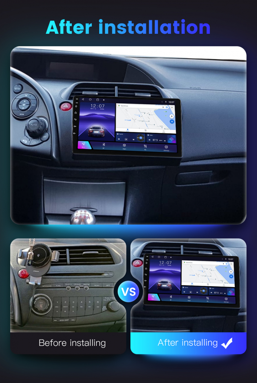 Navigatie dedicata Honda Civic 2005-2011, 4 GB RAM 32 ROM, Android 13, Display QLED, 9", DSP, Carplay, Android Auto, Internet, Youtube , Waze , Wi Fi , Usb , Bluetooth [6]