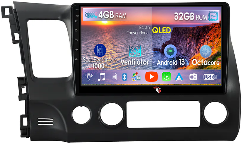 Navigatie dedicata Honda Civic 2006-2011,4 GB RAM 32 ROM, Android 13, Display QLED, 10", DSP, Carplay, Android Auto, Internet, Youtube , Waze , Wi Fi , Usb , Bluetooth [1]